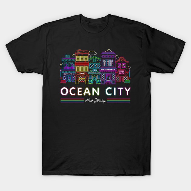 Ocean City New Jersey Boardwalk T-Shirt by PlasmicStudio